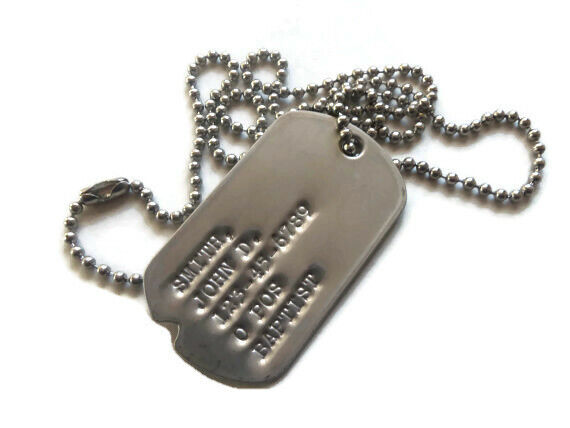 Real Standard Notched Military Issue Gi Dog Tag Dogtag Custom Made Personalized