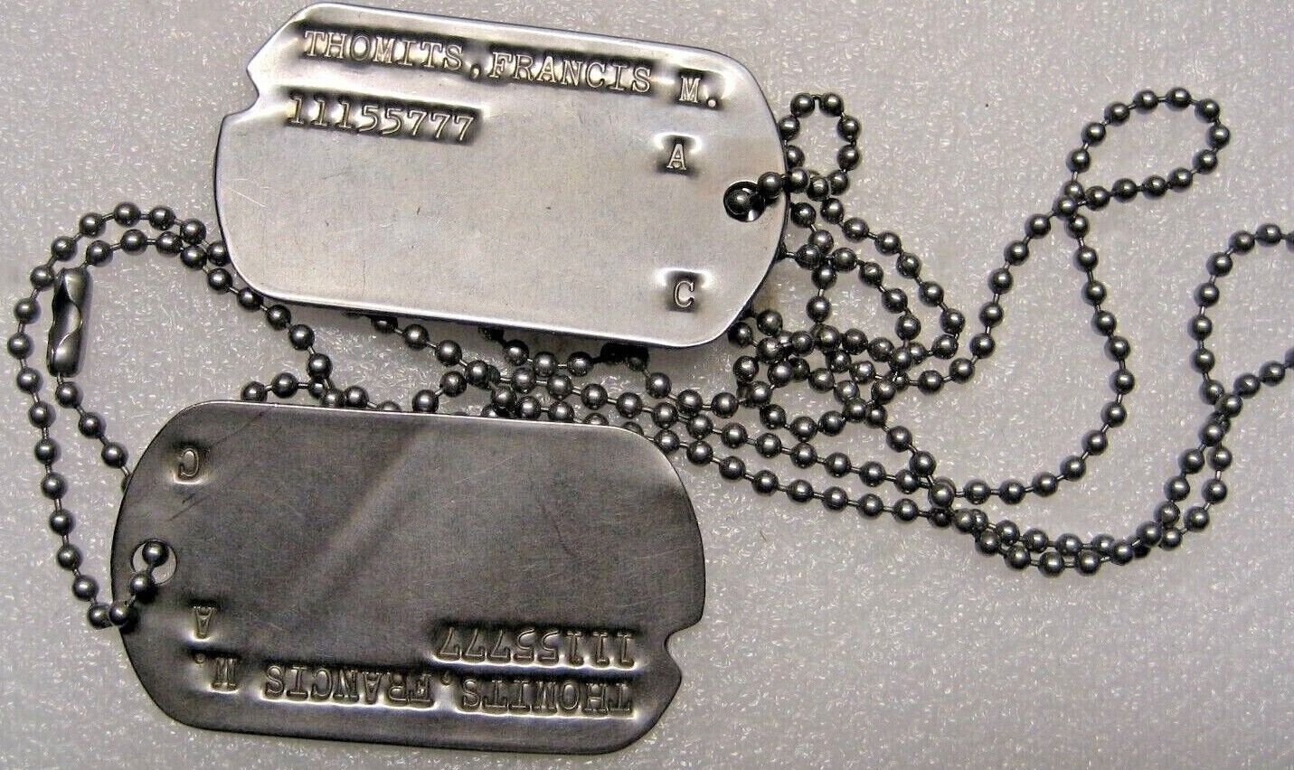 /us Military Id Dog Tag,set,with Chain