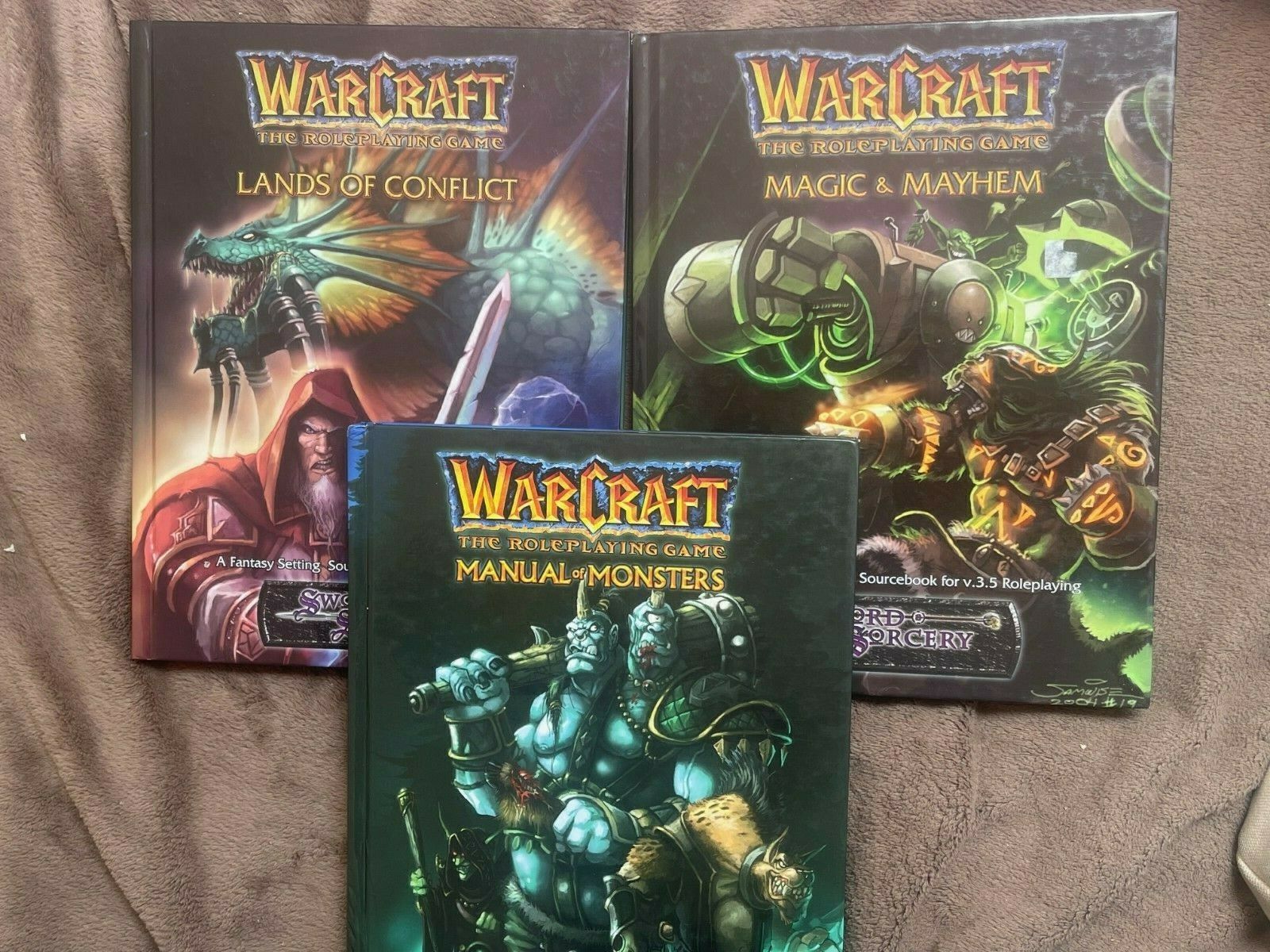 Lot 3 Warcraft Role Playing Game Books Magic Mayhem Lands Of Conflict Monsters