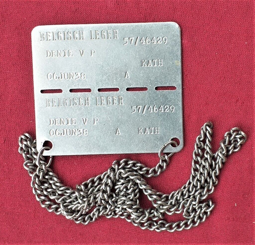 Belgian Army 1960s Original Dog Tag Rare Mint