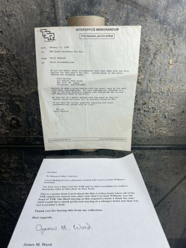 James Ward Collection - Tsr New York Toy Fair Convention Letter Carol Hubbard