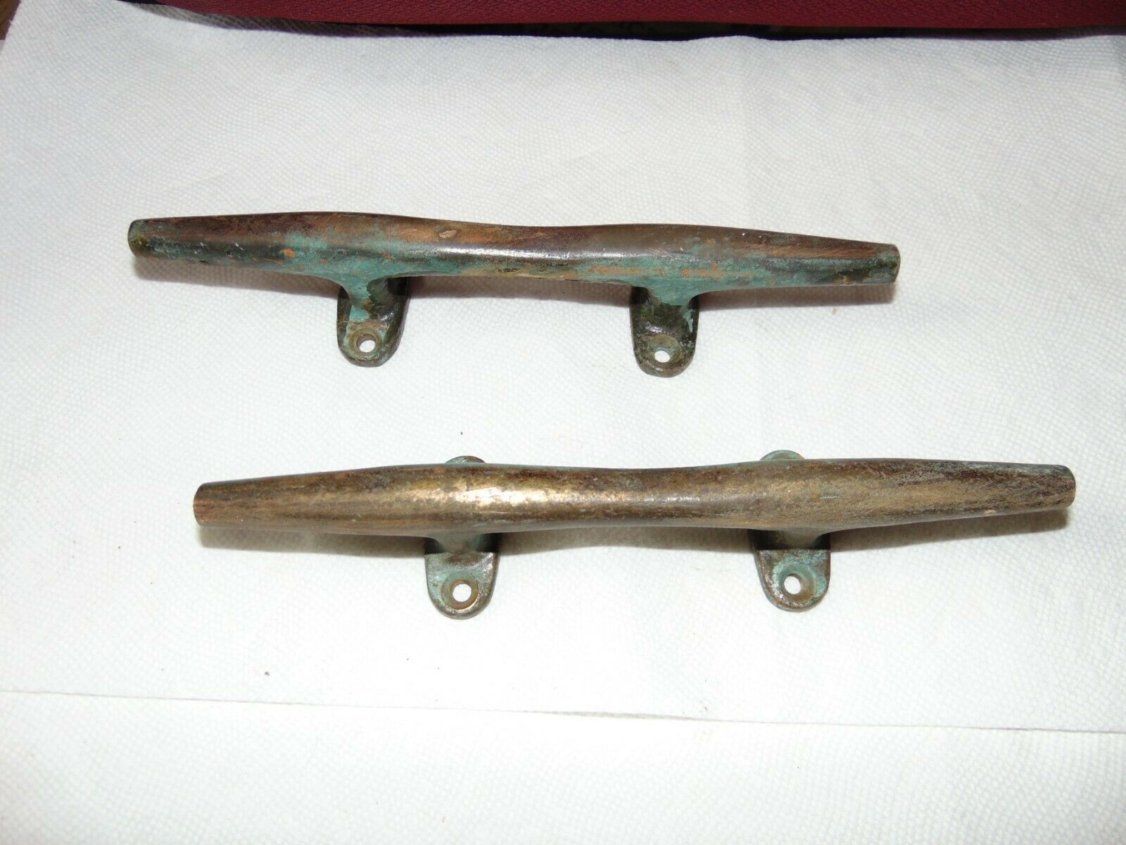 2- Matching Vintage 10"solid Brass-boat- Dock Cleat Pair