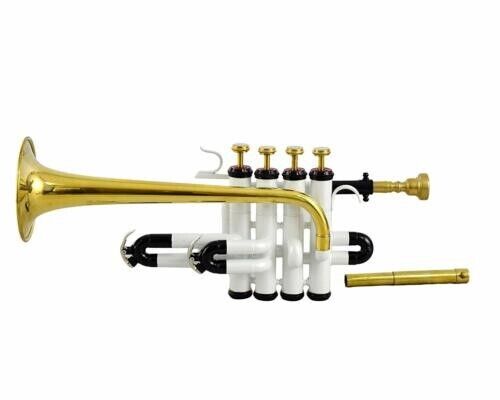 New Sale Piccolo Trumpet Bb Pitch White And Brass Color With Hard Case And Mp