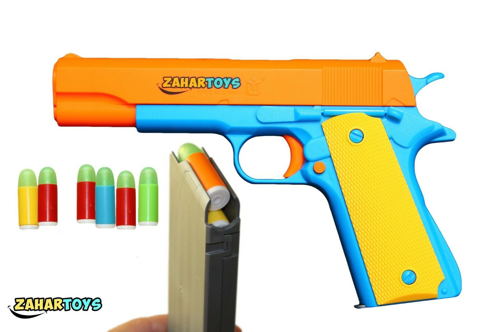 Orange Barrel Realistic 1:1 Colt 1911 Kids Playtoy Gun Pistol Shooting 10 Bullet