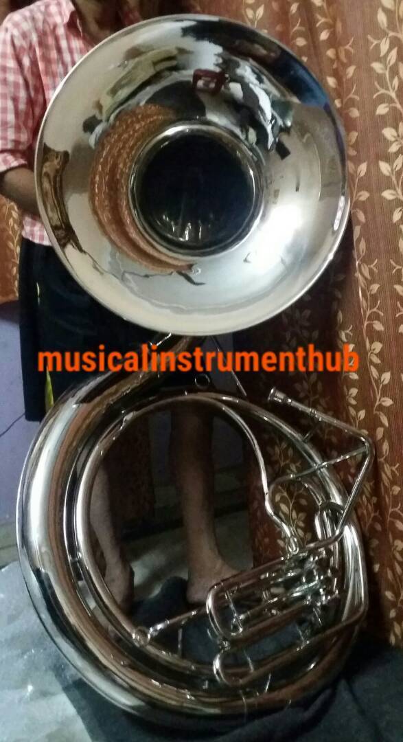 Sousaphone Jumbo 25" Bell Of Pure Brass In Chrome Polish  + Free Case+ Free Ship