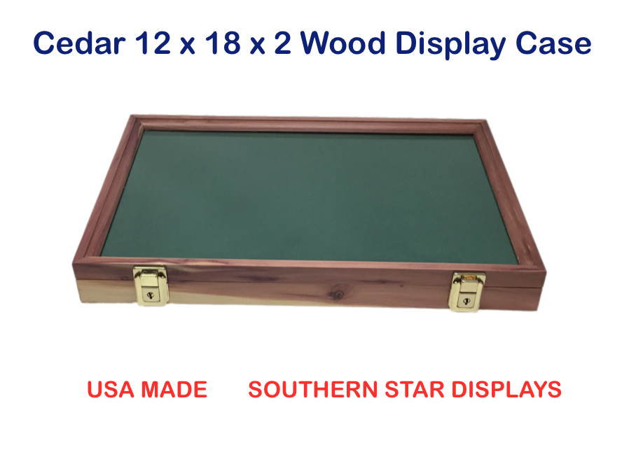 Cedar Wood Display Case  12 X 18 X 2 For Arrowheads Knifes Collectibles & More