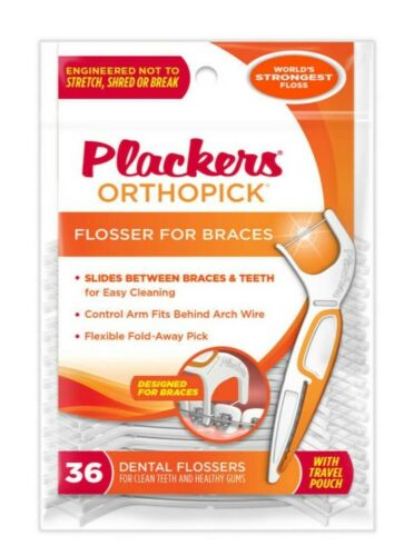 Plackers Orthopick Floss For Braces 36 Pack Orthodontic Flossers - Ortho Placker