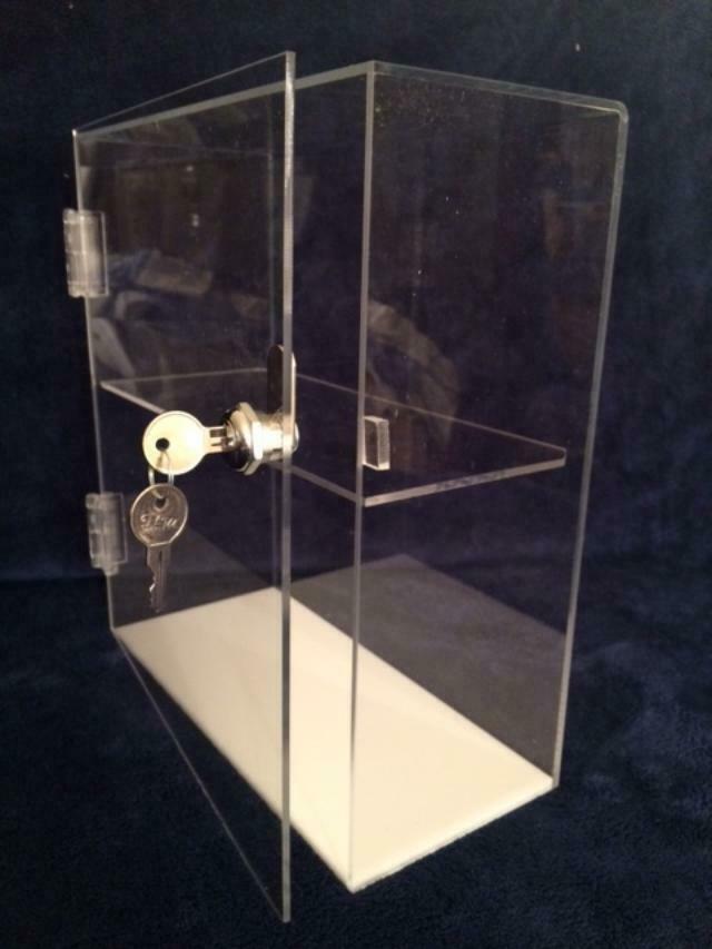 Usa- Acrylic Countertop Display Case 10 X 4.5 X 11.5,  Hinged Door, Key Lock
