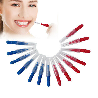 50x Interdental Brush Floss Sticks Tooth Floss Head Toothpick Cleaning Red+blue