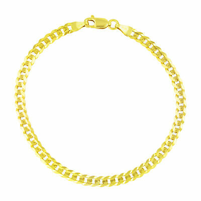 14k Yellow Gold 3.5mm Women Curb Cuban Chain Link Bracelet Anklet Chain 7" 8" 9"