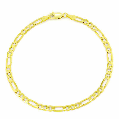 10k Yellow Gold 4.5mm Figaro Chain Bracelet Lobster Clasp Mens Women 7" 8" 9"