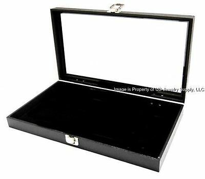 1 Glass Top Lid Black Pad Display Box Case Militaria Medals Pins Jewelry Knife
