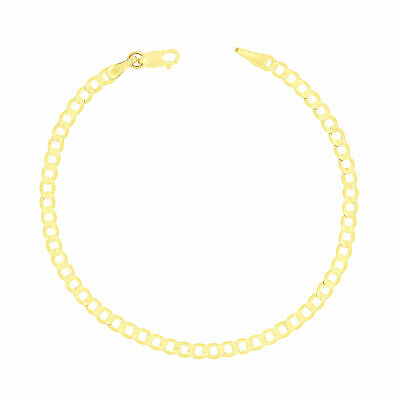 Real 10k Yellow Gold 3.5mm Womens Cuban Link Curb Chain Bracelet Anklet 7" 8" 9"
