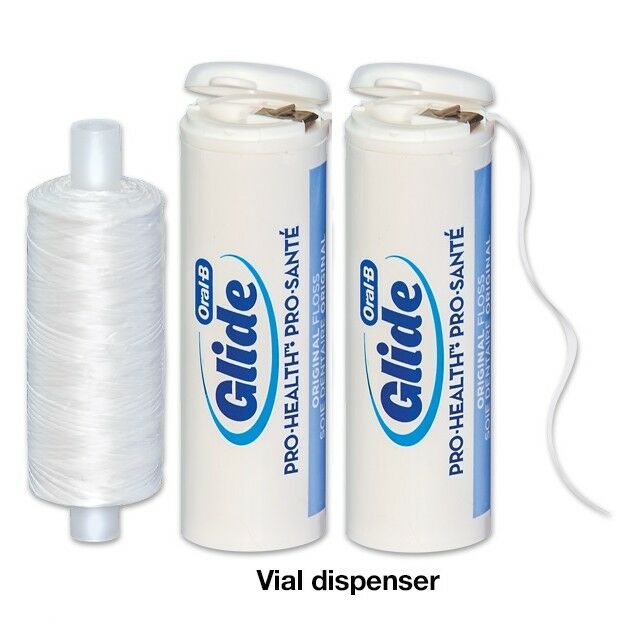 Two X Oral-b Glide Floss Vial Dispenser With One 200m Refill Each In Vial