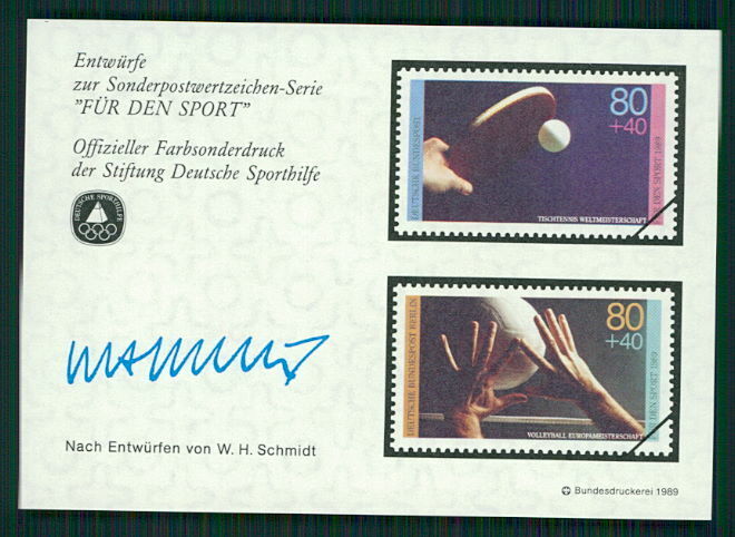 Germany Sports Aid Olympic Committee S/s Unissued Designs Table Tennis Fd59