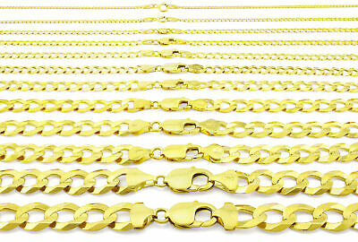 10k Solid Yellow Gold 2mm-12mm Cuban Curb Link Chain Bracelet Men/women 7" 8" 9"