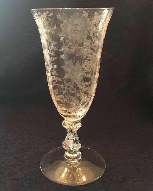 Vintage 1935-1953 Cambridge Wildflower Clear Etched Juice Glass 5 1/2" (b