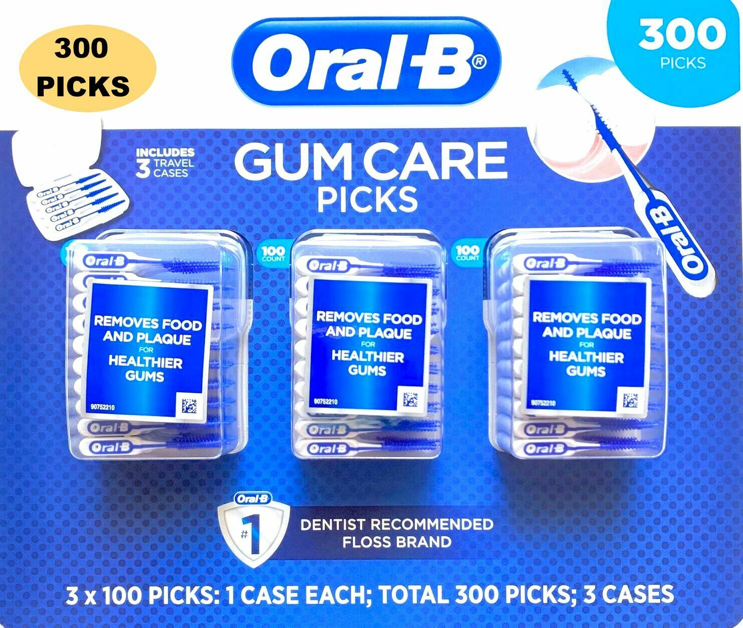Oral B Gum Care Picks 300 Picks #1 Dentist Recommended Floss, Removes Plaque