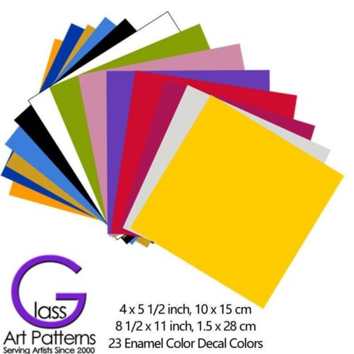 23 Solid Colors Enamel Decals For Fused Glass Ceramics Waterslide 2 Sheet Sizes