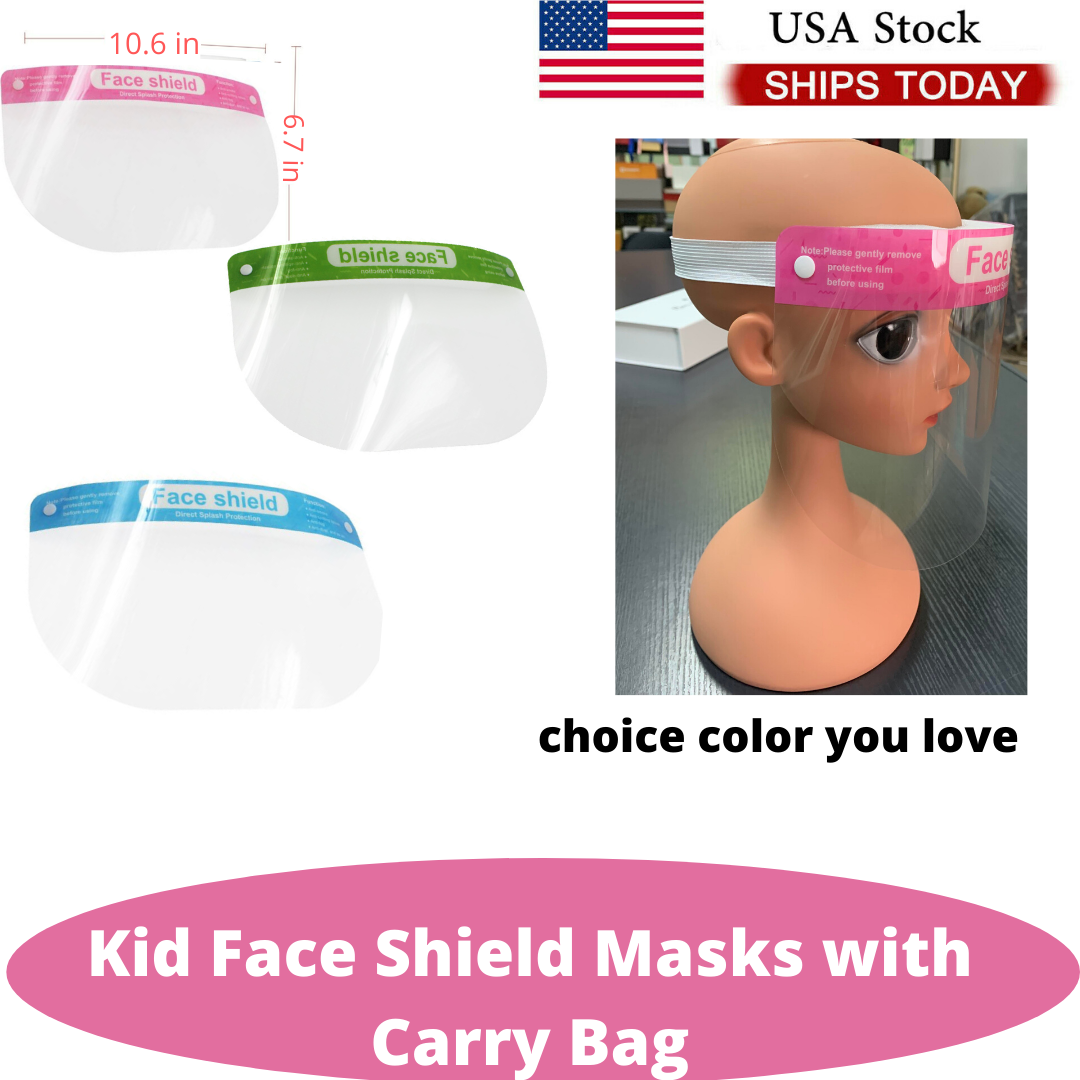 Kids Protective Face Shield For Children W/ Reusable Washable Carrying Bag