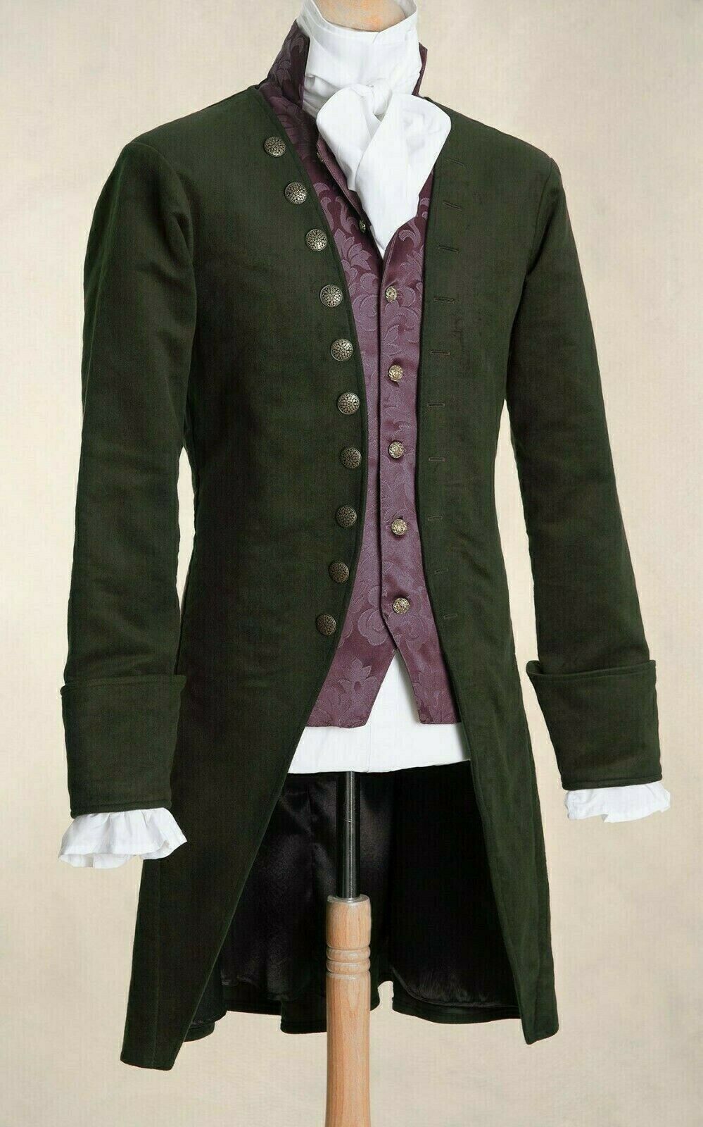 New 18th Century Green Custom Made  Wool Coat Sale With Fast Shipping