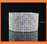 Vegas Ab White Austrian Rhinestone Crystal Stretch Bangle Bracelet 10 Row Bridal