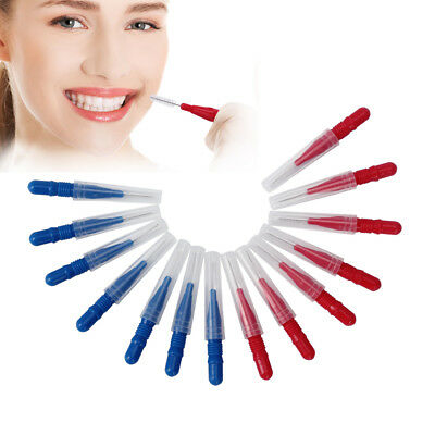 50x Interdental Brush Floss Sticks Tooth Floss Head Toothpick Cleaning Red&blue