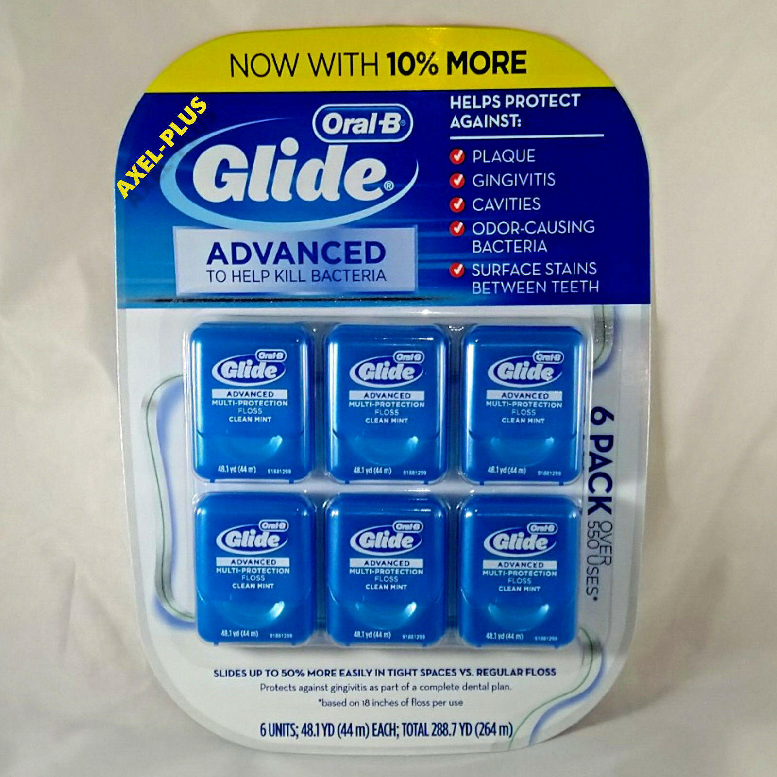 Oral B Glide Dental Pro-health Advanced Floss 6 Pks ( Total 288.7yd ) New !