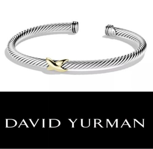 David Yurman X Bracelet 4mm With 18k Gold Size Small