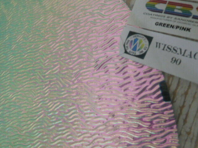 Dichroic Glass:cbs 90 Coe Green/pink On Stream Textured Black - 3"sq