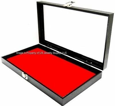 1 Glass Top Lid Red Pad Display Box Case Militaria Medals Pins Jewelry Knife