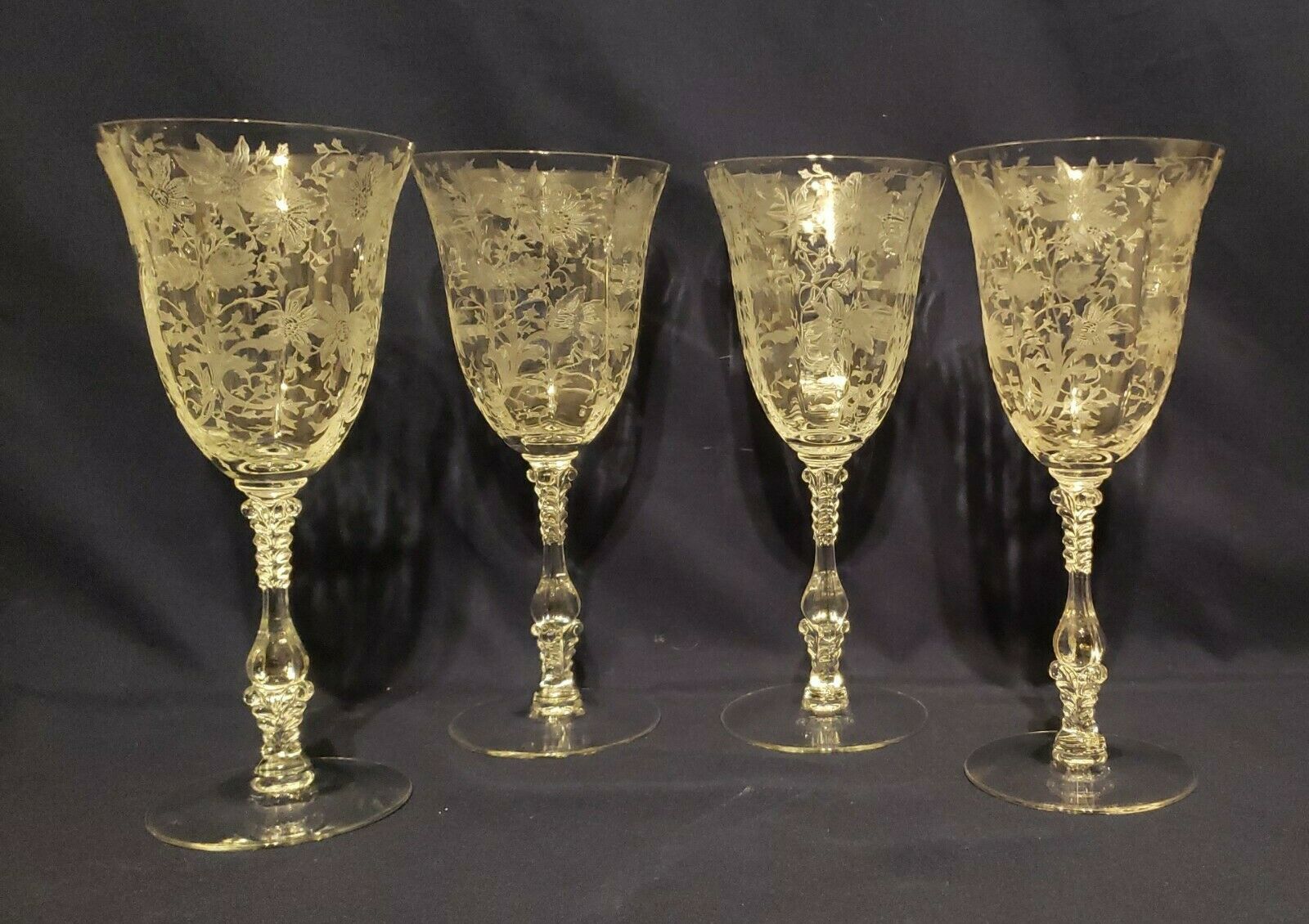 Cambridge Glass Wildflower Water Goblets (4) * Exquisite *