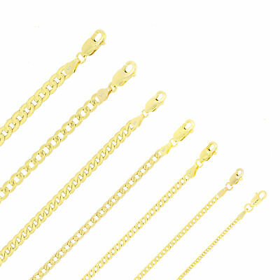 Genuine 10k Real Yellow Gold 2.5mm-11mm Cuban Curb Link Chain Bracelet 7" 8" 9"
