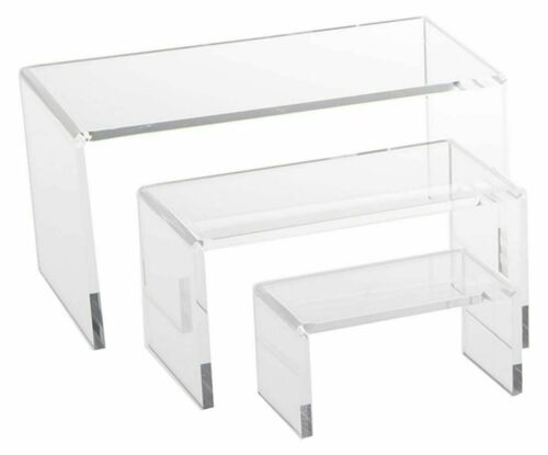 Clear Acrylic Riser Jewelry Showcase Fixture Counter Display Riser Set Of 3