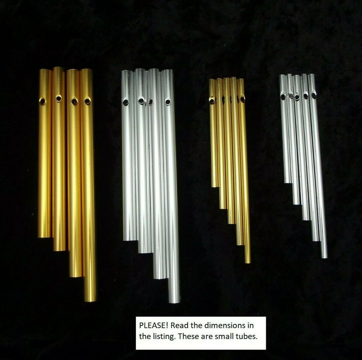 Wind Chime Components Adonized Aluminum Gold Silver Lg Sm Tubes For Fused Glass