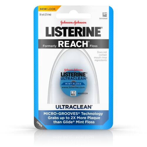 6 Pack Listerine Ultraclean Mint Floss Micro Grooves Technology 30 Yards Each